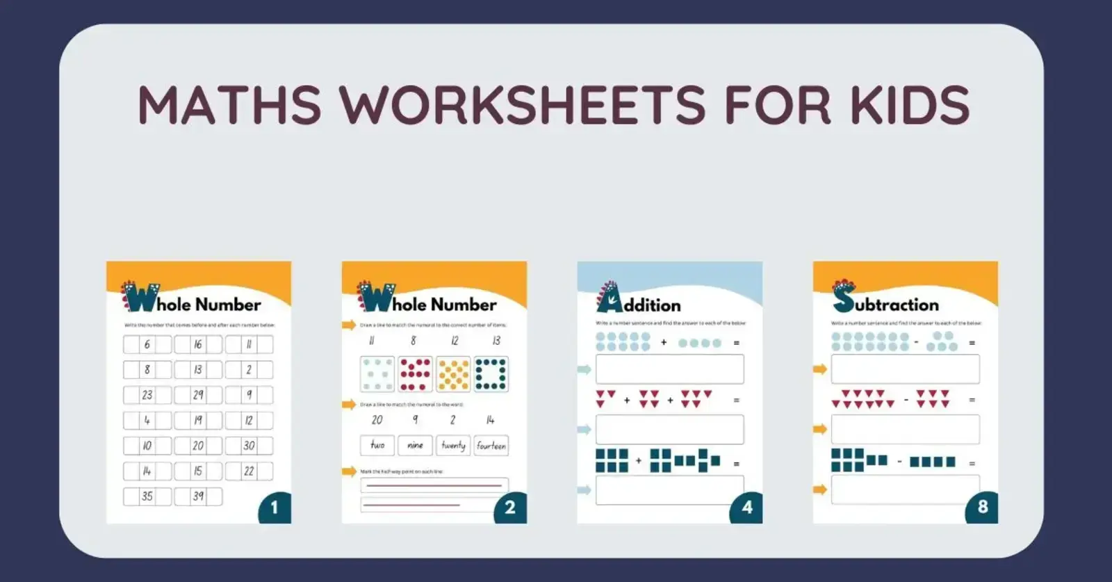 Maths worksheets for kids